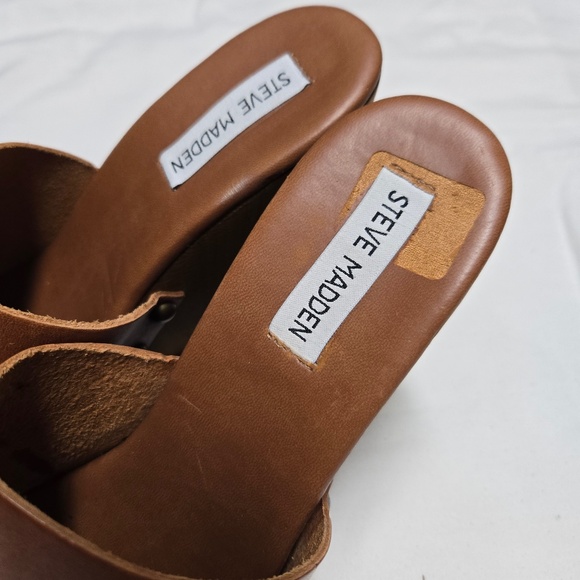 VINTAGE STEVE MADDEN CHERR WOODEN WEDGES MULES - Picture 5 of 8